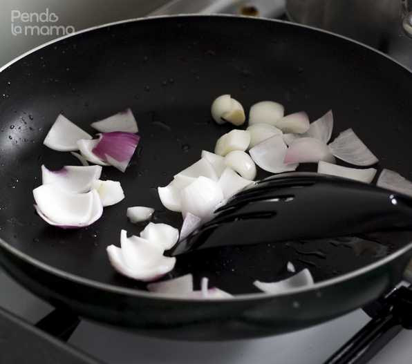 then you can begin cooking the veggies in the same pan