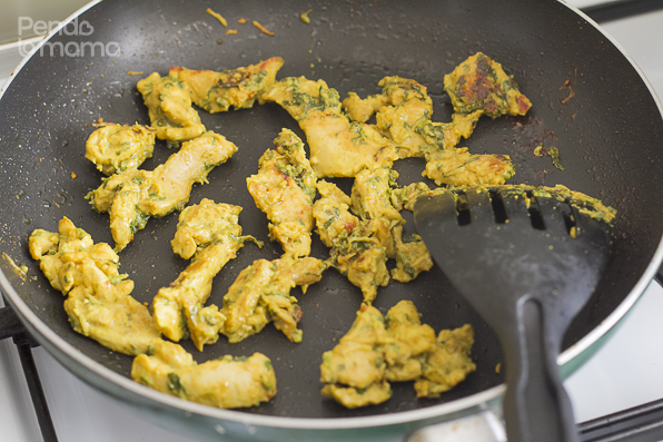 here is the chicken fried in the pan on stove top...