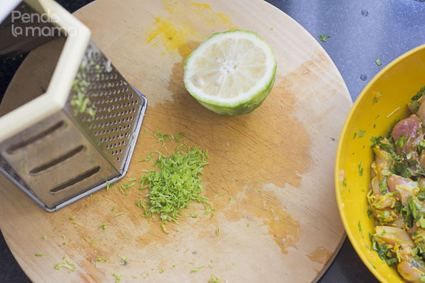 then lemon grates and the juice of half a lemon